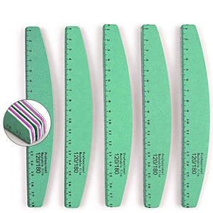 Limes à ongles professionnelles, outil de manucure vert, papier de verre, résistant et épais, ponçage, en forme de demi-lune, 10 pièces, 100/180 - Product Image 1