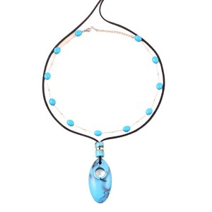 Collar de gama alta <span class=keywords><strong>en</strong></span> forma de estrella para mujer Acero inoxidable ovalado azul con cadena de cuello Estilo de <span class=keywords><strong>vacaciones</strong></span> <span class=keywords><strong>en</strong></span> la playa-Regalo perfecto - Product Image 5