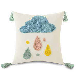 Tufted Plush Pillowcases Square Cartoon Embroidered <b>Cushion</b> Covers For Home Sofa Bedroom Decor - Product Image 4