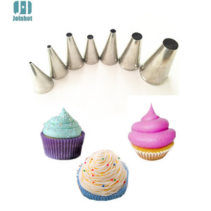 7 Piece Round Stainless Steel Piping Tip Set For Cake Decorating Beginners - Product Image 3
