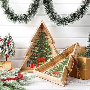 Solid Wood Christmas Tree Storage <b>Box</b> Tree Shape For Holiday Decor <b>Gift</b> Snack Storage - Product Image 1