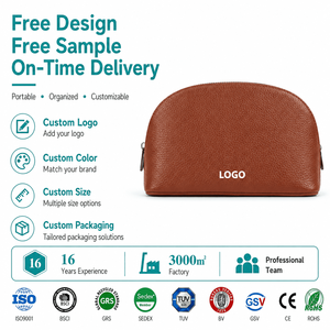 Pochette <span class=keywords><strong>de</strong></span> <span class=keywords><strong>maquillage</strong></span> personnalisée en cuir PU grainé, luxueuse, réutilisable, résistante à l'eau, en forme <span class=keywords><strong>de</strong></span> dôme - Product Image 1