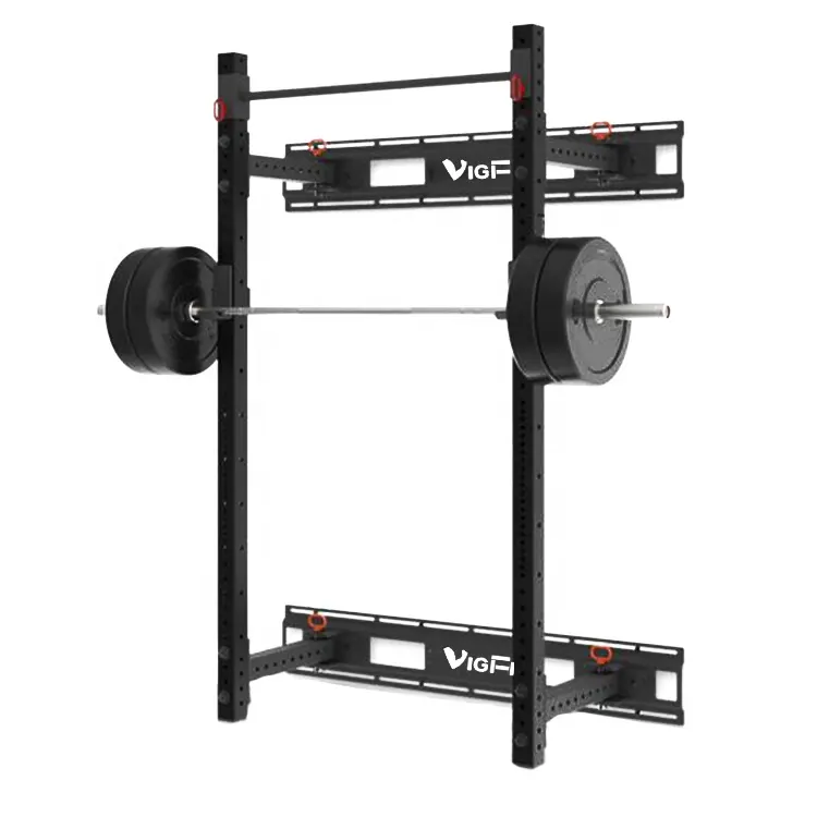 VIGFIT wall mount folding squat power rack wall mounted squat rack gym equipment set half squat power rack for home