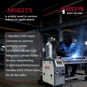 APEXYN MIG275 Light-duty Industrial MIG <strong>Welding</strong> <strong>Machine</strong> 220V 1-Phase 0.8-1.0mm Wire Diameter Gas/Gasless <strong>CO2</strong> Inverter Technology - Product Image 6