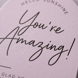 Biglietti di incoraggiamento a forma di arco 'Hello Sunshine <span class=keywords><strong>You</strong></span>'re Amazing' color lavanda con messaggio positivo e busta, vendita all'ingrosso - Product Image 2