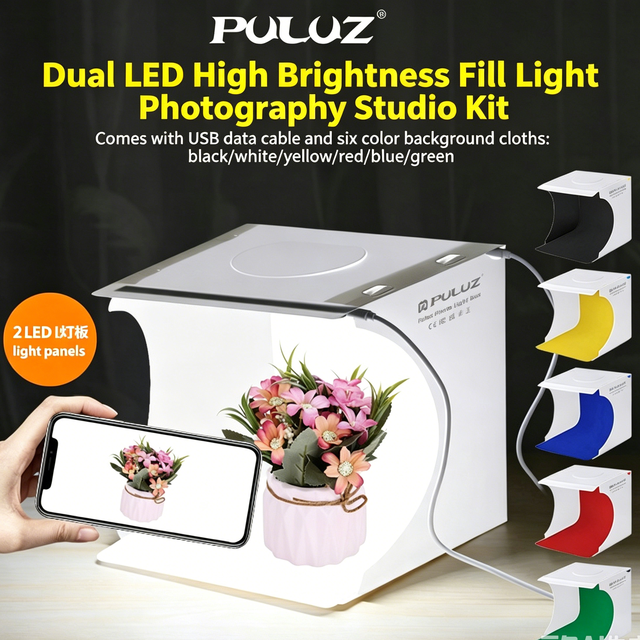 Mini Table Top Photography Studio Photo Box Kit 20cm PVC Light Box for Phone Camera Convenient Lighting for Quality Photos