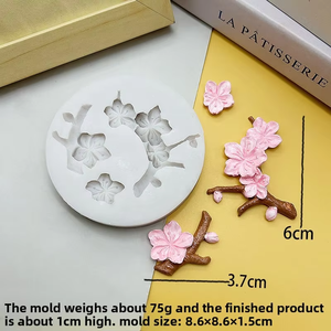 Molde de silicona DIY para rama de flor de durazno, para chocolate, fudge, resina, decoración de pasteles, herramienta de manualidades - Product Image 6