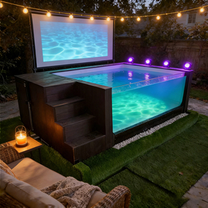Piscina de Fibra de Vidrio Personalizable Sobre el Suelo con Cascada y Asientos de Lujo, Piscina de Uso Comercial para Villas y Hoteles Premium - Product Image 3