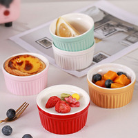 Ustensiles de cuisson personnalisés de taille quatre, crème brûlée, porcelaine, allant au four, bols ramequins à soufflé en céramique pour la cuisson au restaurant