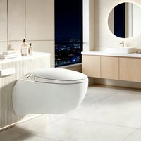 WC intelligent mural en céramique électrique, forme œuf, avec fonction automatique, pour salle de bain