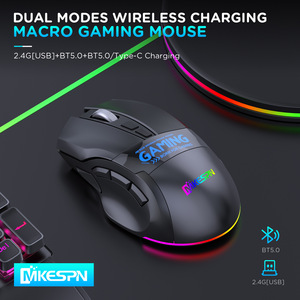 Souris de jeu ergonomique MKESPN W10 RGB 9 touches BT double mode trois canaux pour droitiers, programmable sans fil avec macros pour ordinateur - Product Image 2