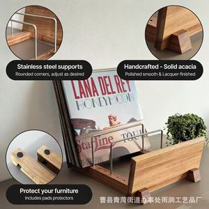 Wooden <b>Record</b> Storage <b>Rack</b> Solid Wood Desktop Display Organizer For Albums <b>Records</b> Decorative Items Multipurpose - Product Image 3