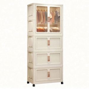 Wholesale Haogle Modern Folding Double Door Storage <b>Cabinet</b> Portable Folding Plastic Storage <b>Cabinet</b> With <b>Wheel</b> - Product Image 1