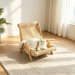 Hamaca Rascadora Grande de Sisal Reemplazable OEM/ODM, Mueble de Madera para Mascotas, Cama de Ratán, Sofá Silla para Gatos - Product Image 1