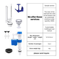 Kit de réparation pour réservoir de toilettes à montage supérieur, vanne de remplissage réglable résistante à la corrosion, composants de chasse d'eau de remplacement, installation facile