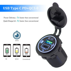 Cổng kép 12-24V QC3.0 <span class=keywords><strong>USB</strong></span> Loại C 20W PD <span class=keywords><strong>USB</strong></span> sạc xe hơi với ổ cắm xe buýt phổ sạc xe hơi cho 12V 24V xe ô tô - Product Image 3