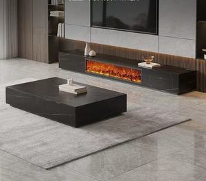Rock Marble Top Hot Sales <strong>TV</strong> Stand Modern <strong>Decorative</strong> Cabinet with Simulated Flame Electric Fireplace Coffee Table - Product Image 1