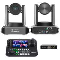 Cámara PTZ Profesional 4K 60fps con Zoom 30X, NDI, para Transmisión en Vivo, USB/HD-MI/3G-SDI/POE, para Conferencias + Controlador de Joystick y Teclado