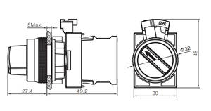 Interruptor selector de 3 posiciones de 22mm 2NO (1/2/31) con voltaje máximo de 220V - Product Image 5