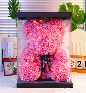 Oso de Rosas Artificiales para Decoración de Bodas, Regalo para el Día de San Valentín, Navidad, Cumpleaños, Oso de Rosas con Caja - Product Image 2