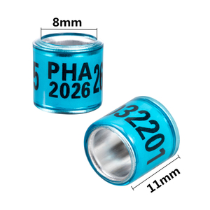 PHA <span class=keywords><strong>2026</strong></span> Duivenpoot ringen binnendiameter 8mm Aluminium Plastic Vogels Papegaaien Kwarten Poot ringen met nummer 100 stuks/verpakking - Product Image 2