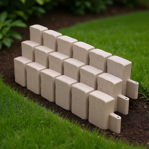 Bordures de pelouse en pierre artificielle 47,2 x 9 pouces, couleur beige, grande taille, design rustique - Product Image 2