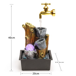 น้ำพุตกแต่งบ้านสำนักงานในร่มแบบตั้งโต๊ะพร้อมไฟ LED และหินตกแต่ง ดีไซน์แบบซ่อนท่อน้ำไหล สวยงามเหมือน<span class=keywords><strong>น้ำตก</strong></span> - Product Image 6