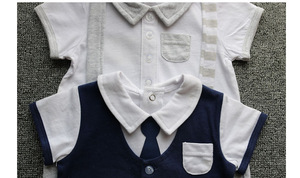 100% coton gentleman type col <span class=keywords><strong>polo</strong></span> à manches courtes bébé garçon barboteuse combinaison pour l'été - Product Image 6