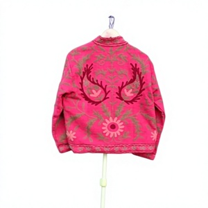 Chaqueta de Algodón Tejida a Mano con Bordado Floral para Mujer, Estilo Artesanal, Étnico, Bohemio, Transpirable, Ecológica, para Verano/Otoño/Invierno - Product Image 4