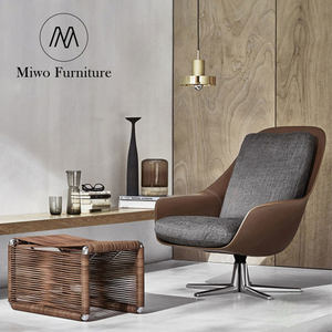 Modern ofis döner şezlong ile metal taban koltuk oturma odası için İtalyan mobilya deri recliner kanepe accent sandalye - Product Image 3