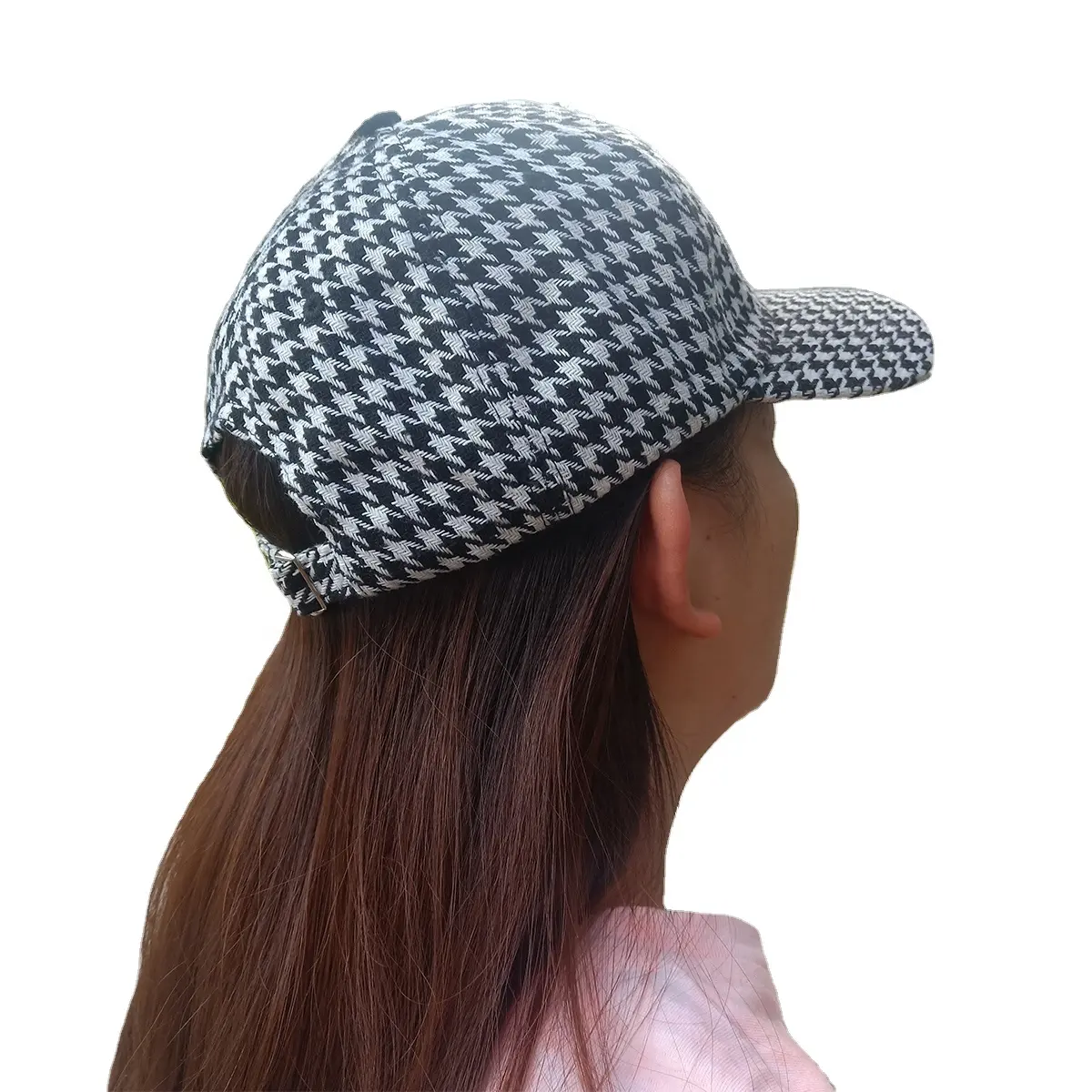 US Warehouse Sanding Plaid Hat Houndstooth Sun Snapback Hats Fashion Adjustable Baseball Hats DOM117-666