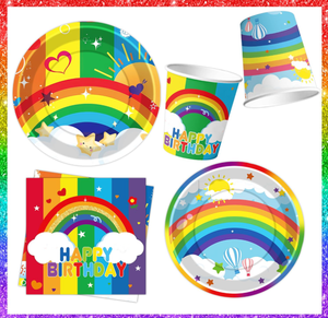 Ensemble <span class=keywords><strong>de</strong></span> vaisselle jetable sur le thème <span class=keywords><strong>de</strong></span> l'arc-en-ciel, assiettes, gobelets, serviettes, nappe, bannière, guirlande pour fête d'anniversaire <span class=keywords><strong>de</strong></span> garçon ou <span class=keywords><strong>de</strong></span> fille - Product Image 3