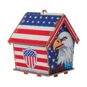 Kit de Modélisme DIY en Bois 3D pour Peinture Diamantée, Modèle de Chalet, Drapeau Américain, <span class=keywords><strong>Aigle</strong></span>, Ensemble d'Art Diamanté 5D, Décoration et Cadeau pour le Jour de l'Indépendance - Product Image 1