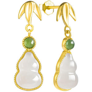 Boucles d'oreilles en jade Hetian naturel, argent S925 incrusté, bijoux féminins simples et élégants, cadeau avec certificat d'évaluation D866 - Product Image 1