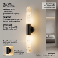 Applique murale LED moderne en marbre naturel et albâtre, en acier inoxydable, avec interrupteur, pour hôtel, villa, couloir