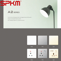 Soket saklar lampu dinding listrik PC hitam, soket saklar lampu desain Ultra tipis standar UK SPKM 250V
