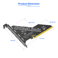 Kartu Ekspansi PCIe X16 ke 4-Port OCuLink SFF-8612, Ekspansi Bifurkasi PCI-E untuk EGPU/NVMe/U.2 SSD, Adaptor Ekspansi Server