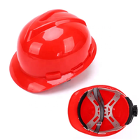 Casque de sécurité industriel en plastique HDPE rouge avec doublure en plastique et boucle de type V, très bon marché, pour travaux de construction avec sangle de mentonnière