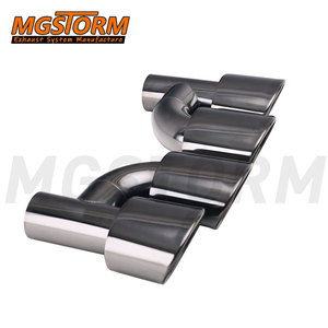 ปลายท่อไอเสียสีดำ สแตนเลสสองชั้น ขนาดเส้นผ่านศูนย์กลาง 63 มม. รู 115x85 มม. รูปทรงวงรี ความยาว 250 มม. ปลายท่อไอเสียคู่ - Product Image 1