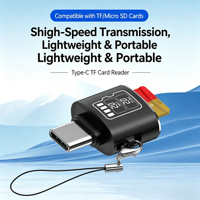 Lector de Tarjetas SD y TF Portátil USB Tipo-C con Soporte OTG para Computadora y Teléfono Móvil, Uso Externo