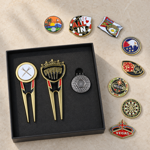 Fourchette pliante personnalisée en émail magnétique, autres produits, marqueurs de balle de golf vierges personnalisés, outil de réparation de divots de golf avec porte-cigare - Product Image 4