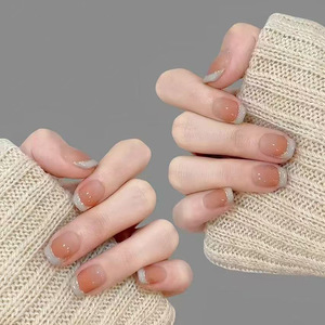 Milk White 3D Flash French Manicure Set 24 piezas <span class=keywords><strong>Elegant</strong></span> Girls' All-Match Extraíble Wearable <span class=keywords><strong>Nails</strong></span> Venta caliente <span class=keywords><strong>Art</strong></span> Stickers Calcomanías - Product Image 1