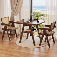 Conjunto de Mesa Pequeña y Sillas para Balcón de Madera Maciza para Apartamento Pequeño, Una Mesa y Dos Sillas, Juego Simple de Mesa y Sillas de Té para el Ocio en el Hogar