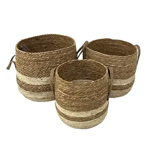 China Manufacturer Golden Supplier Storage Craft Plant Basket Wicker Sea Grass Storage Basket