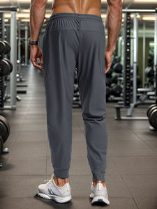 पुरुषों की दौड़ प्रशिक्षण फिटनेस जिम पैंट गर्मियों नायलॉन बर्फ रेशम पतली सांस लेने योग्य आकस्मिक खिंचाव लंबी पैंट - Product Image 3
