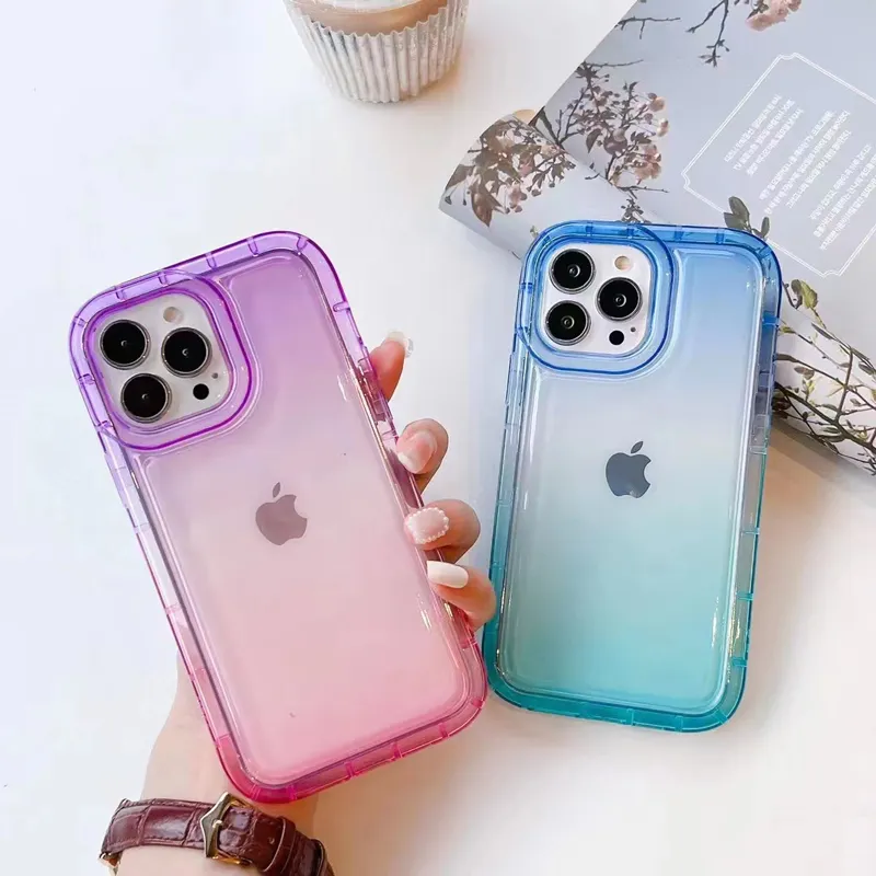 2023 Factory Wholesale Gradient Color Changing shock proof Phone Case for iPhone 14