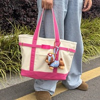 Sac fourre-tout classique en toile structurée avec garniture contrastante pour femme, idéal pour le quotidien, les voyages et le travail