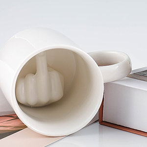 Logotipo personalizado de alta qualidade 11oz 350Ml 3D estilo branco cerâmico engraçado dedo médio caneca de café - Product Image 2