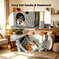 Arbre à chat de luxe multi-niveaux, grands formats, avec poteaux à gratter en sisal naturel et mobilier d'activités en peluche pour familles multi-chats