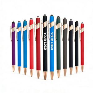 Stylo bille en métal doré à toucher doux, personnalisable avec logo, impression sérigraphique, cadeau promotionnel d'entreprise, vente en gros - Product Image 1